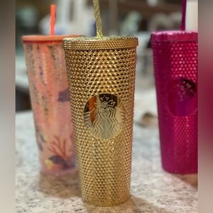 Starbucks Cold Cup Gold Studded Metallic